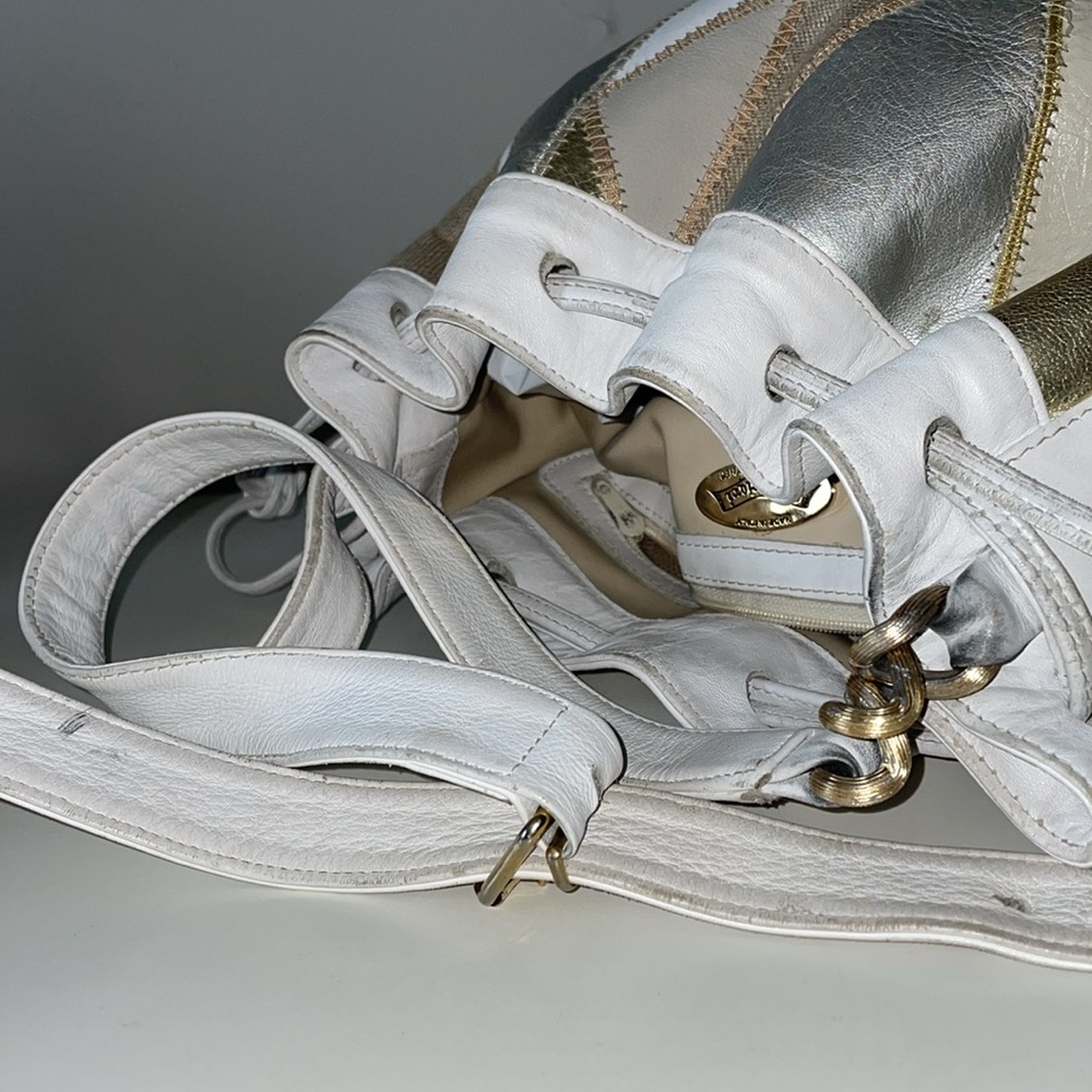 Brizzolari Leather Bucket Mixed Media Bag - Picture 7 of 8
